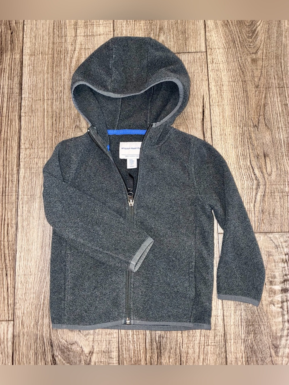 Amazon Essentials Kids Dark Gray Hooded Fleece Zip Jacket